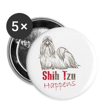 Shit happens - Buttons klein 25 mm (5er Pack) - Weiß - Vorne