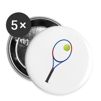 Tennis racket with ball - Buttons small 1''/25 mm (5-pack) - white - Front