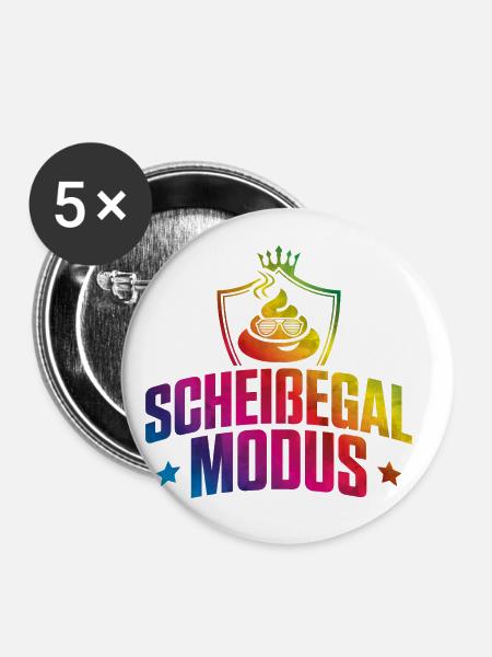 Scheißegal modus bunt - Buttons klein 25 mm (5er Pack) - Weiß