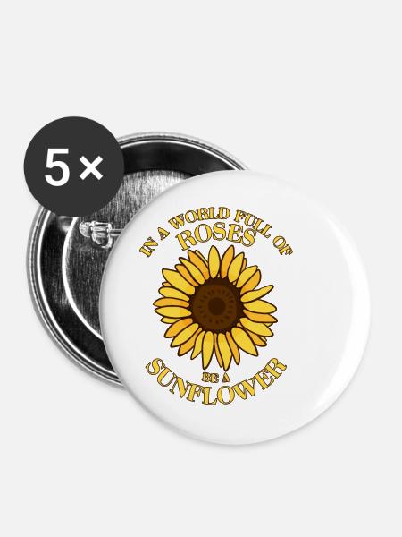 Sunflower - Buttons klein 25 mm (5er Pack) - Weiß