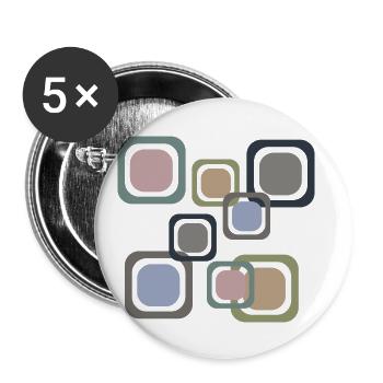 Retro Quadrat - Buttons klein 25 mm (5er Pack) - Weiß - Vorne