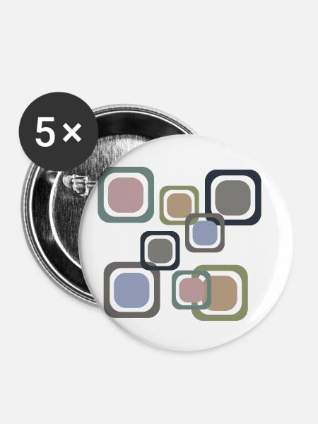 Retro Quadrat - Buttons klein 25 mm (5er Pack) - Weiß