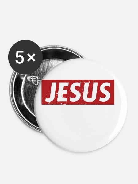 JESUS - Buttons klein 25 mm (5er Pack) - Weiß
