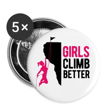 Rocher escalade grimpeur femme cadeau montagnes - Lot de 5 petits badges (25 mm) - blanc - Devant