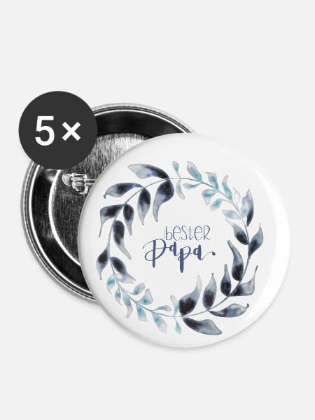 Bester Papa - Buttons klein 25 mm (5er Pack) - Weiß