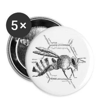 Biene - Buttons klein 25 mm (5er Pack) - Weiß - Vorne
