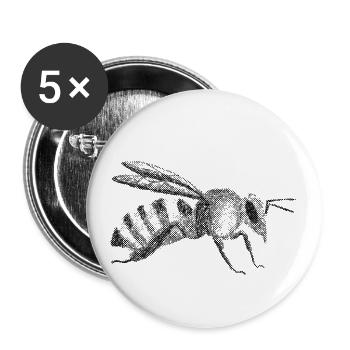 Biene - Buttons klein 25 mm (5er Pack) - Weiß - Vorne
