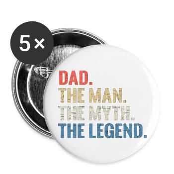 Chemise de fête des pères Papa L'Homme Le Mythe La Légende - Lot de 5 petits badges (25 mm) - blanc - Devant