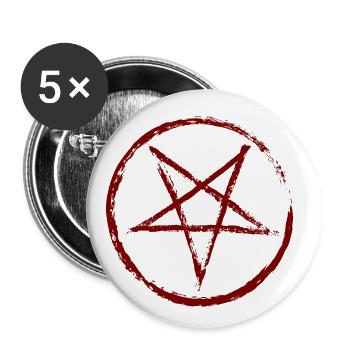 Pentagramm Rot - Buttons klein 25 mm (5er Pack) - Weiß - Vorne