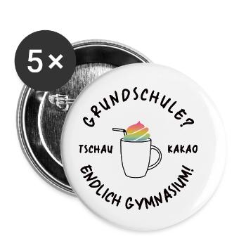 Grundschule Endlich Gymnasium 5. Klasse Geschenk - Buttons klein 25 mm (5er Pack) - Weiß - Vorne
