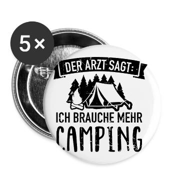 Camping - Buttons klein 25 mm (5er Pack) - Weiß - Vorne