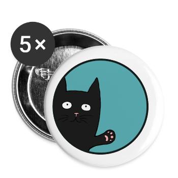 Chat noir Chat noir mignon - Lot de 5 petits badges (25 mm) - blanc - Devant