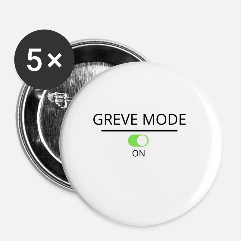 Greve mode on - Lot de 5 petits badges (25 mm) - blanc