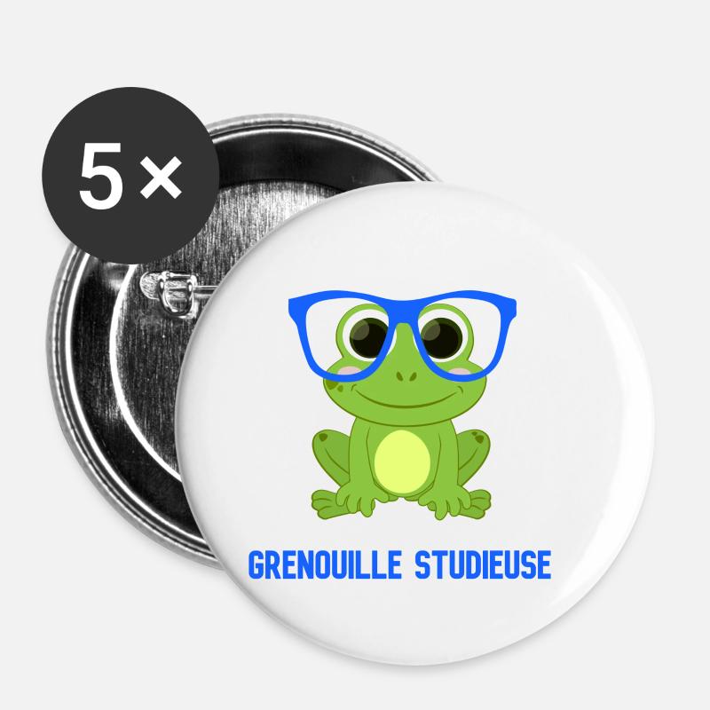 Studierter Frosch. - Buttons klein 25 mm (5er Pack) - Weiß