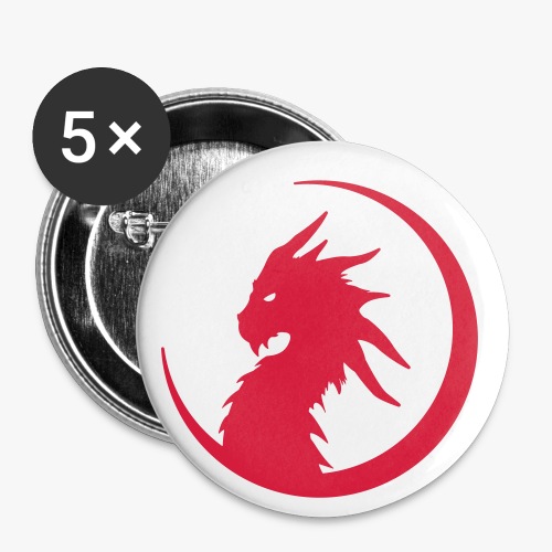 Dragon Moon Silhouette - Buttons/Badges lille, 25 mm (5-pack)