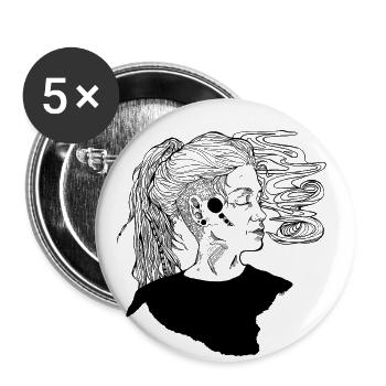 ### - Lot de 5 petits badges (25 mm) - blanc - Devant