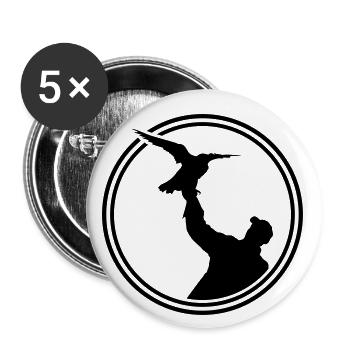 logo icône silhouette fauconnerie - Lot de 5 petits badges (25 mm) - blanc - Devant