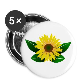 Sonnenblume, Sonnenblumen - Buttons klein 25 mm (5er Pack) - Weiß - Vorne