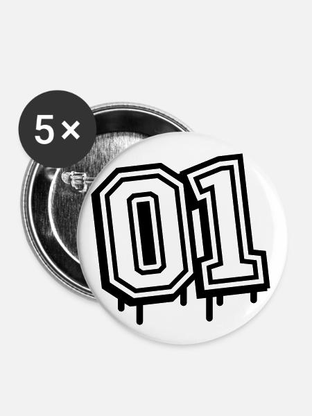 01 eins nummer 1 - Buttons klein 25 mm (5er Pack) - Weiß