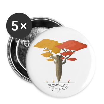Tree of writing - Buttons small 1''/25 mm (5-pack) - white - Front