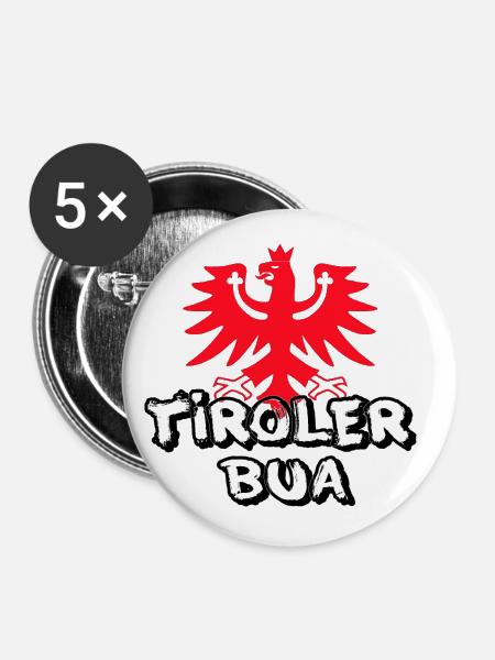 Tiroler Bua - Buttons klein 25 mm (5er Pack) - Weiß