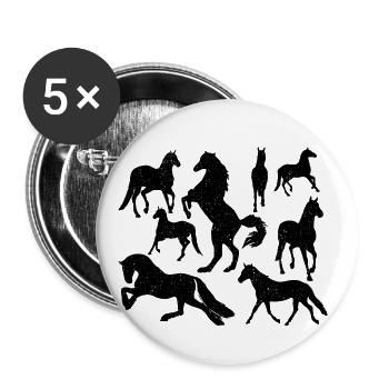 Cheval dressage cadeau sport passe-temps - Lot de 5 petits badges (25 mm) - blanc - Devant