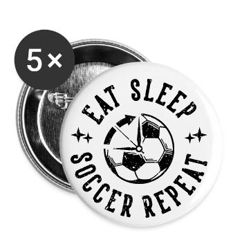 Fußball Eat Sleep Soccer Repeat Vintage Geschenk - Buttons klein 25 mm (5er Pack) - Weiß - Vorne
