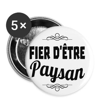 fier d'être paysan - Lot de 5 petits badges (25 mm) - blanc - Devant