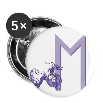 dragon violet avec rune m - Lot de 5 petits badges (25 mm) - blanc - Devant