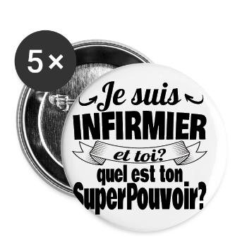 je suis infirmier - Lot de 5 petits badges (25 mm) - blanc - Devant
