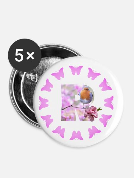 obstblüte r - Buttons klein 25 mm (5er Pack) - Weiß