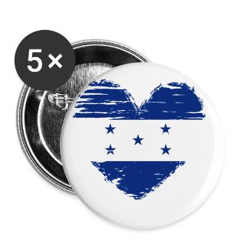 Honduras Heart Flag Flag Coat of Arms - Buttons small 1''/25 mm (5-pack) - white - Front