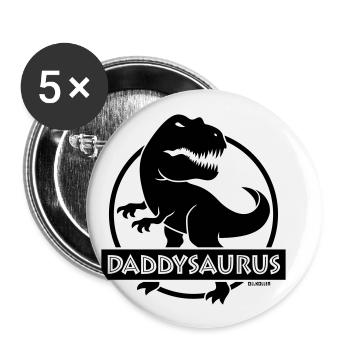 Daddysaurus (Bester Daddy / Papa / Vater / POS) - Buttons klein 25 mm (5er Pack) - Weiß - Vorne