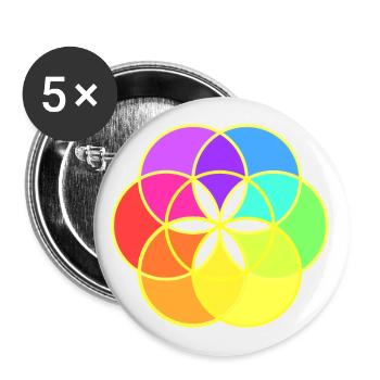 Graine de vie multicolore Omraam - Lot de 5 petits badges (25 mm) - blanc - Devant