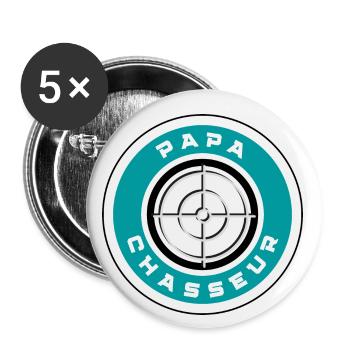 Papa Chasseur - Lot de 5 petits badges (25 mm) - blanc - Devant