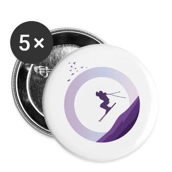 Ski bergs - Buttons klein 25 mm (5er Pack) - Weiß - Vorne