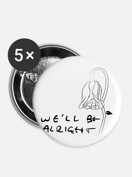 Feines Handwritting - Buttons klein 25 mm (5er Pack) - Weiß