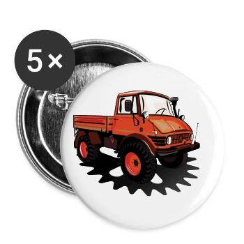 Unimog - Oldtimer - Offroad - Universal Motorgerät - Lot de 5 petits badges (25 mm) - blanc - Devant