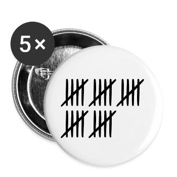 25 Geburtstag Strichliste - 25 Jahre alt - Buttons klein 25 mm (5er Pack) - Weiß - Vorne