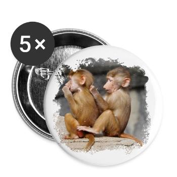 Two young baboon children - Buttons small 1''/25 mm (5-pack) - white - Front