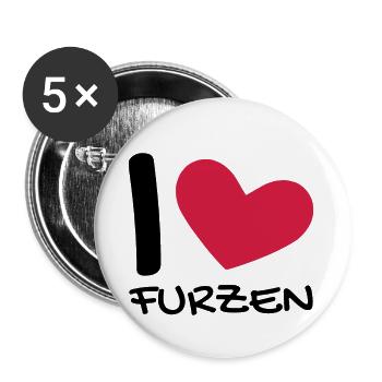 Ich liebe Furzen - Buttons klein 25 mm (5er Pack) - Weiß - Vorne