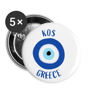 Nazar - Kos Grèce - Lot de 5 petits badges (25 mm) - blanc - Devant