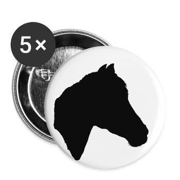 Pferd, Pferde, Pferde-Scherenschnitt - Buttons klein 25 mm (5er Pack) - Weiß - Vorne