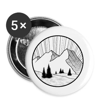 mountain drawing - Buttons small 1''/25 mm (5-pack) - white - Front