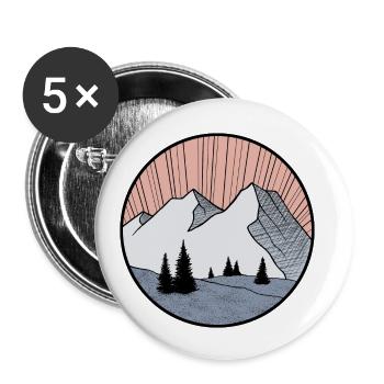 mountain landscape drawing - triangle logo - Buttons small 1''/25 mm (5-pack) - white - Front