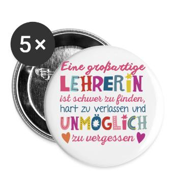 Großartige Lehrerin - Buttons klein 25 mm (5er Pack) - Weiß - Vorne