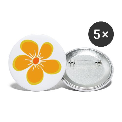 Blume gelb, Blüte, floral, Blumenmotiv, blumig - Buttons klein 25 mm (5er Pack)