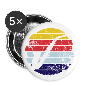 Saxophone - Lot de 5 petits badges (25 mm) - blanc - Devant