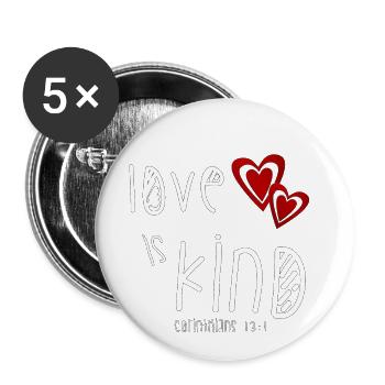 Christliches Design Liebe ist freundlicher Bibelvers - Buttons klein 25 mm (5er Pack) - Weiß - Vorne