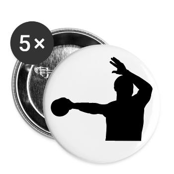 Joueur de handball Jump Throw Design Shirt - Lot de 5 petits badges (25 mm) - blanc - Devant